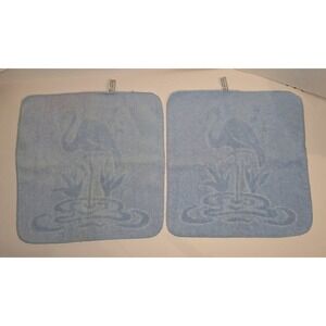 Vtg Cannon Sterling Choice Blue Flamingo Wash Cloth Face U.S.A.